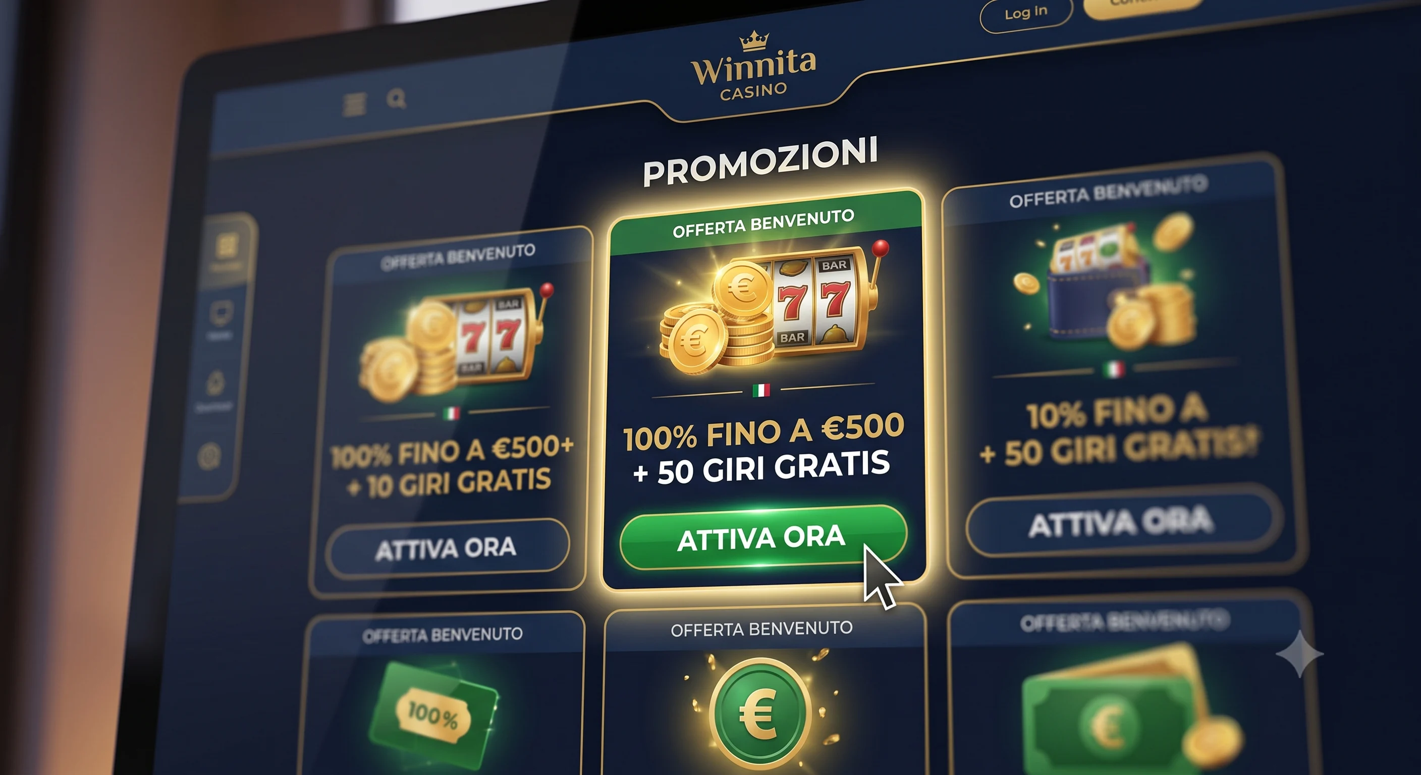 Homepage del casinò Winnita visualizzata su desktop
